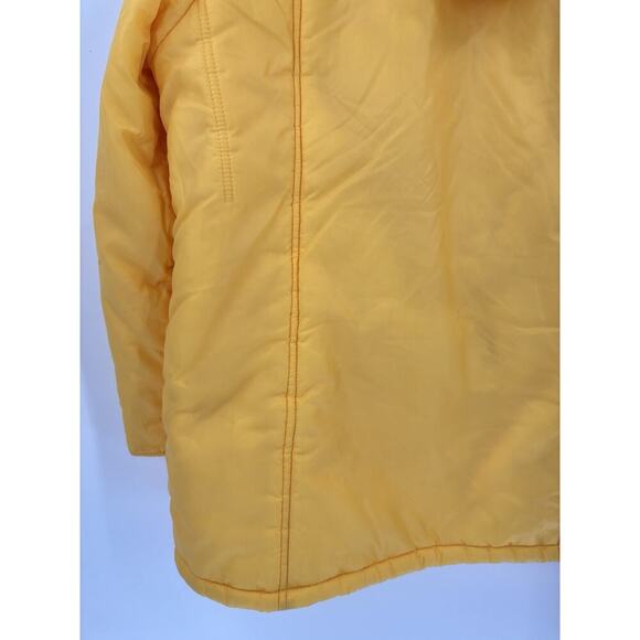 Snow Weather Vintage Puffer Coat Womens 20W Yellow Zip Hooded Nylon Insulated - Picture 10 of 16